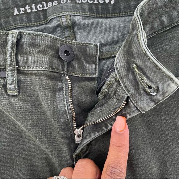 Articles of Society Sarah Linden Women’s Dark Green Skinny Denim Jeans Size 24 - Picture 5 of 16